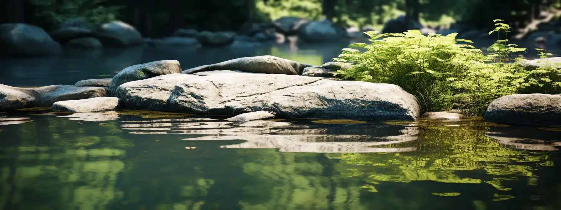 A Serene Pond With A Polished Stone Creating Smooth Ripples.