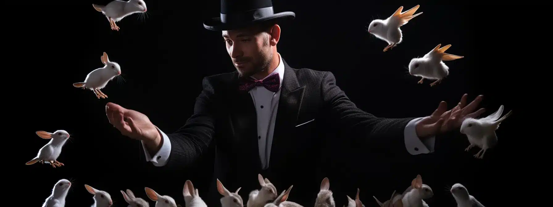 A Magician Pulls Rabbits From A Hat, Symbolizing The Transformation Of Invisible Cybersecurity Risks Into Tangible Gains.