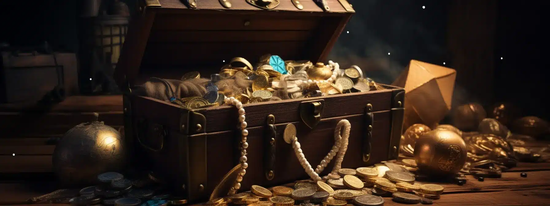 A Treasure Chest Filled With Artifacts Representing Different Elements Of A Marketing Strategy, Waiting To Be Discovered.