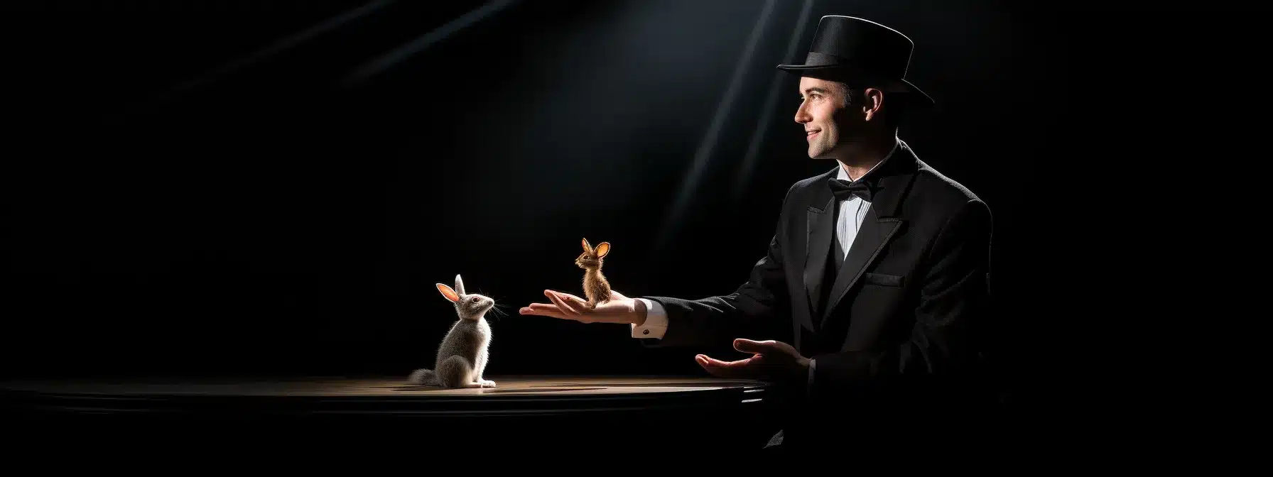 A Magician Pulling A Rabbit Out Of A Hat, Captivating And Dazzling The Audience.