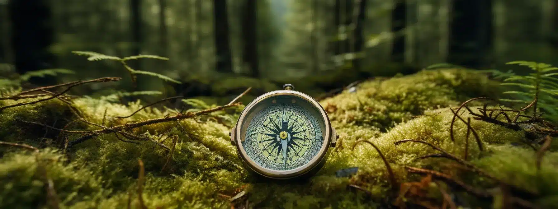 An Explorer'S Compass Guiding Them Through A Dense Forest.