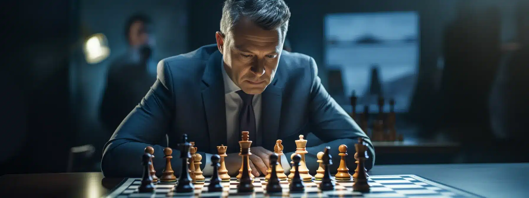 A Knight Strategizing His Next Move On A Chessboard, Surrounded By Competitors.