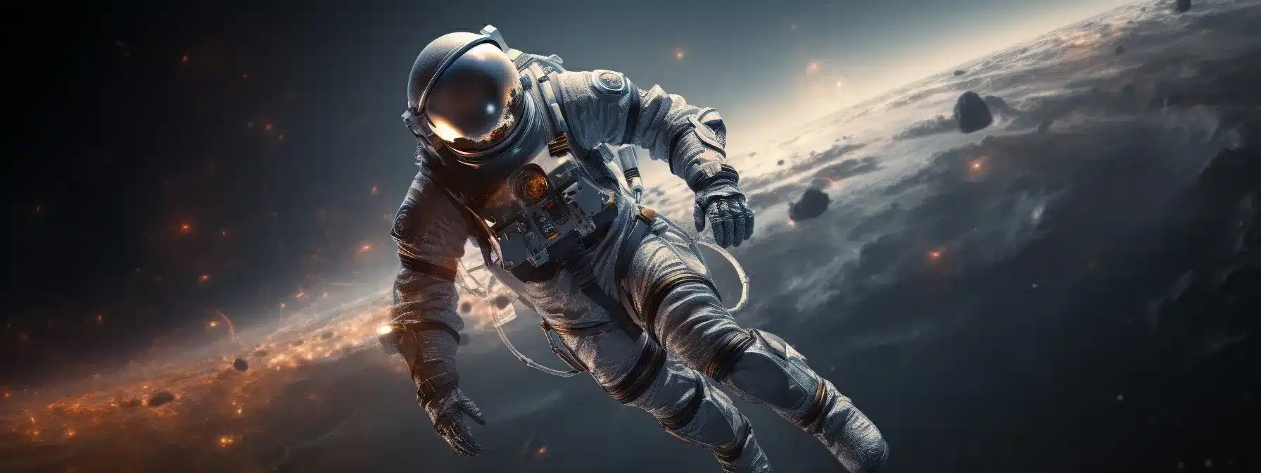 An Astronaut Soaring Through A Galaxy, Guided By Digital Lights And Propelled Forward By The Winds Of Ai And Automation, Towards Market Pioneers And Thought Leaders, While Being Drawn Towards The Paramountcy Of Customer Experience.