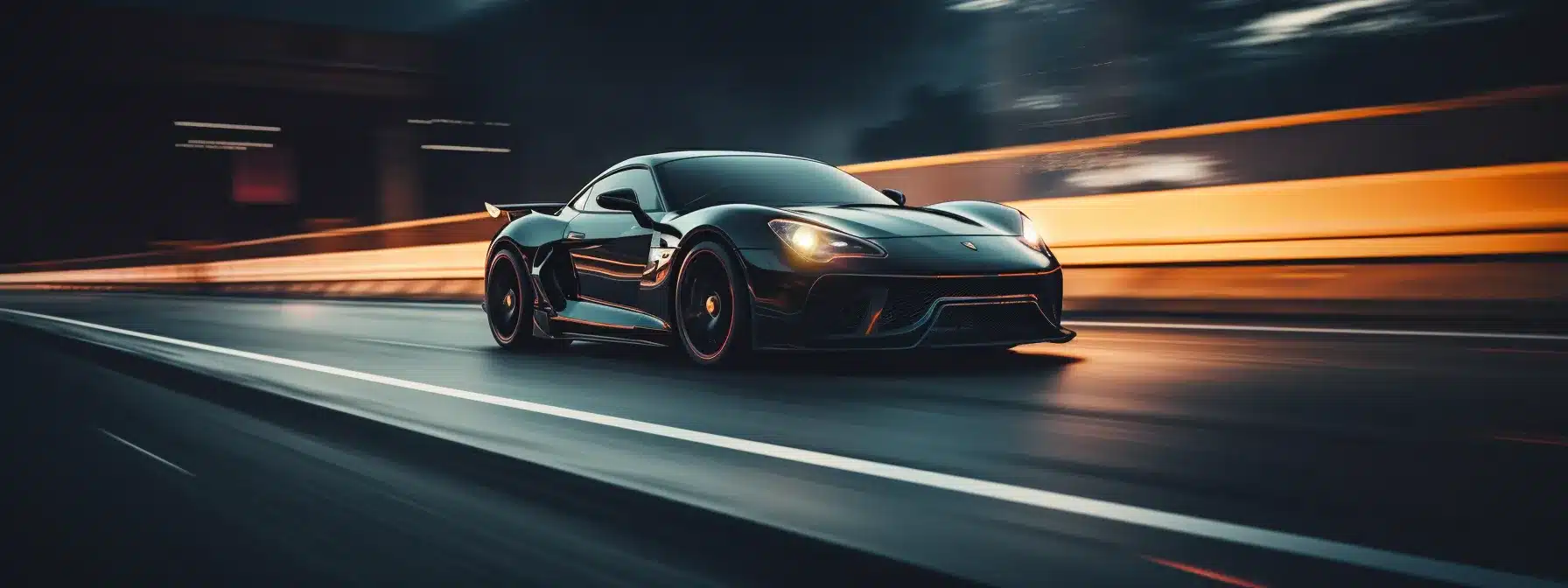 A Sleek Sports Car Zooming Down A Highway.
