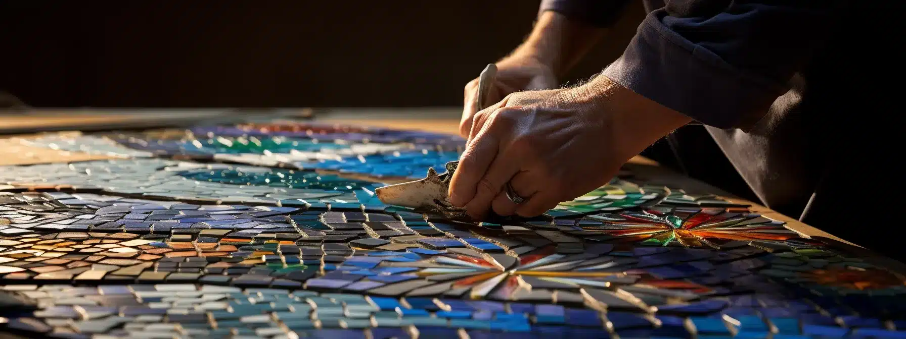 A Mosaic Artist Shaping Each Piece On Feeling And Gut Instinct.