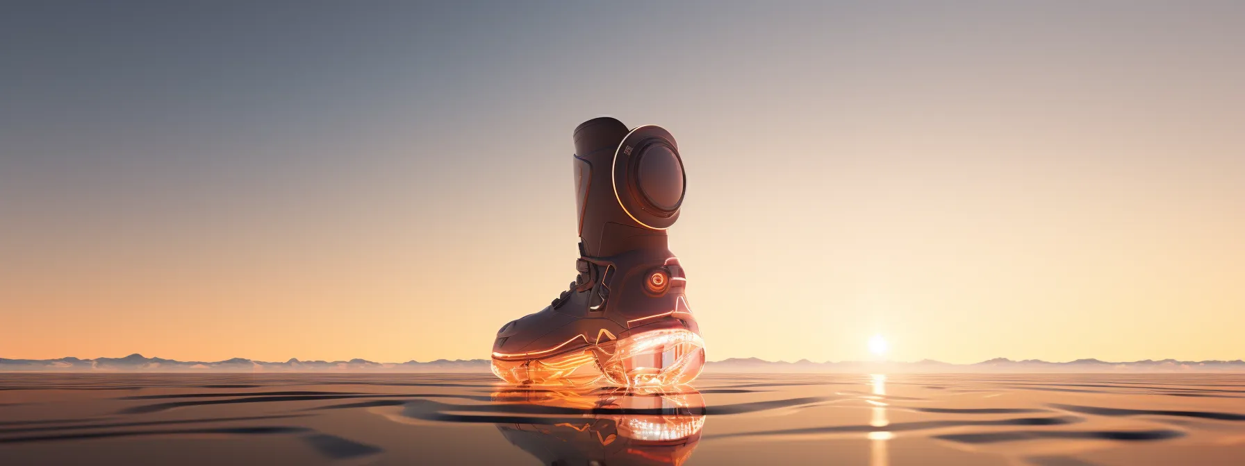 A Futuristic Space Boot Stepping Onto A Path Illuminated By The Rising Sun, Symbolizing The Journey Towards Personalized Brand Management And Customer Loyalty.