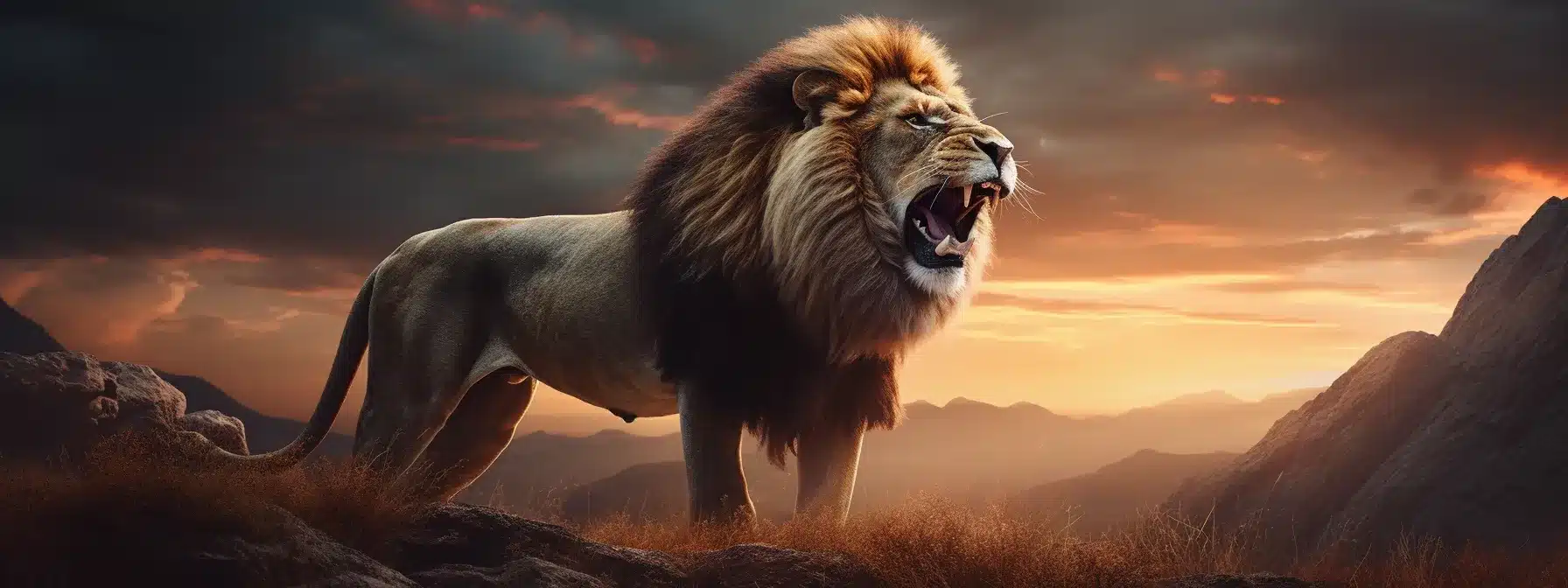 A Captivating Digital Landscape Showing A Roaring Lion Standing Tall In Search Engine Results, Demanding Attention.