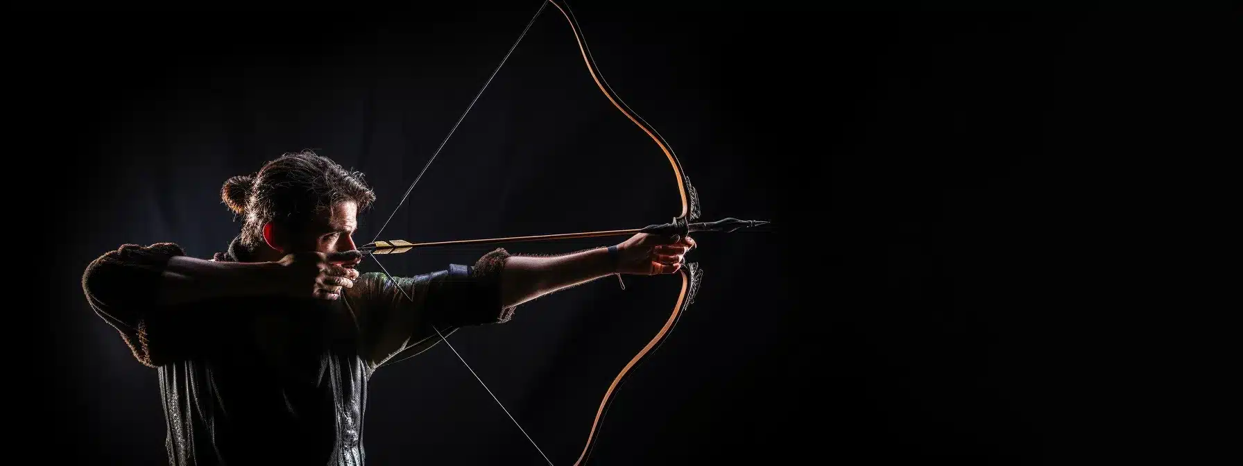 An Archer Aiming At A Bullseye With A Bow And Arrow.