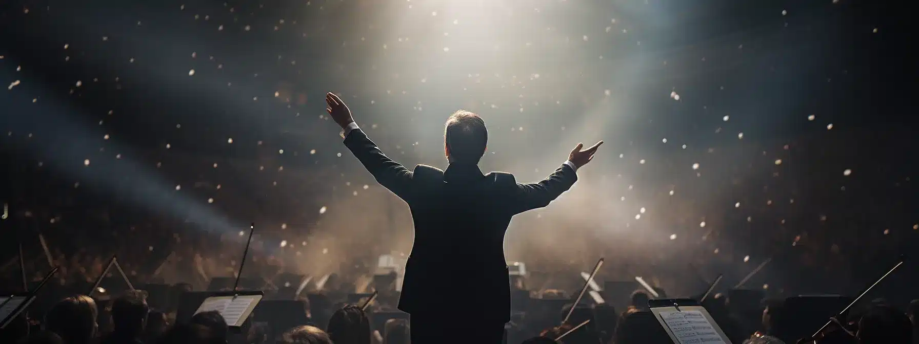 An Orchestra Conductor Passionately Conducting A Symphony, With The Baton Representing The Messaging Strategy Guiding The Brand'S Enchanting And Impactful Messages.