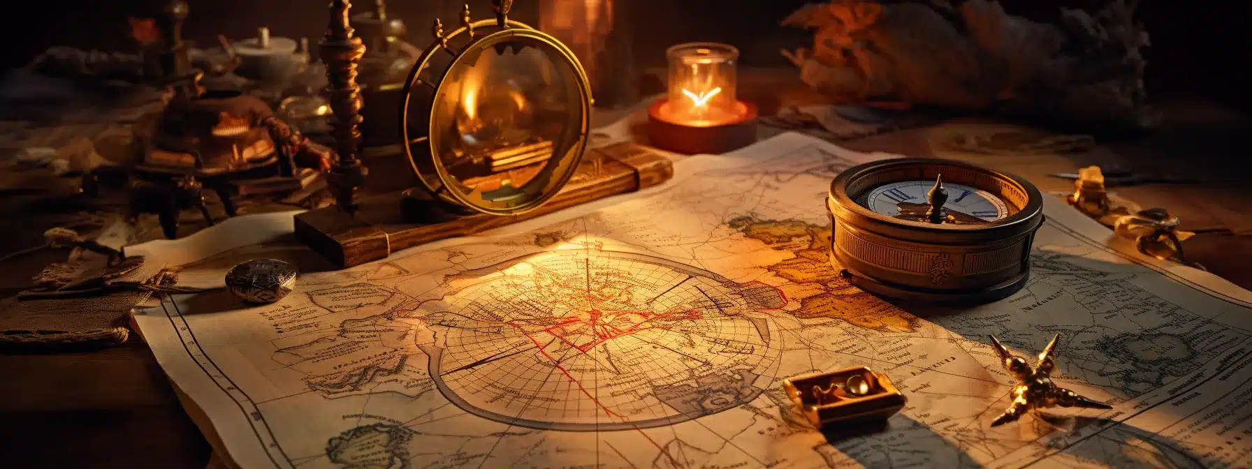 A Compass, Treasure Map, And A Captivating Story Lie On A Table, Symbolizing The Key Elements Of A Successful Brand Strategy.