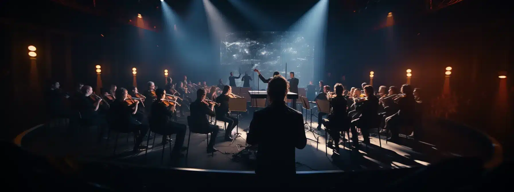 The Image Scene Is A Symphony Conductor Leading A Performance.