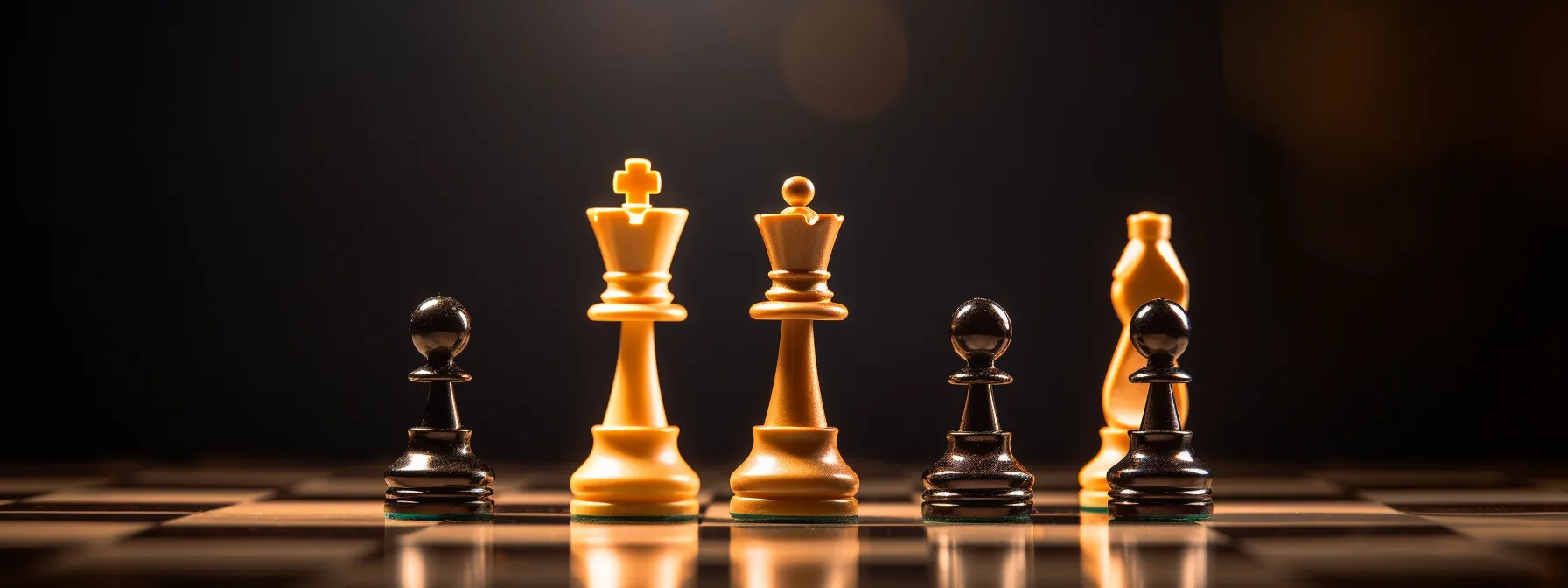 A Group Of Chess Pieces Representing The Marketing Team, Strategically Positioned On A Chessboard.