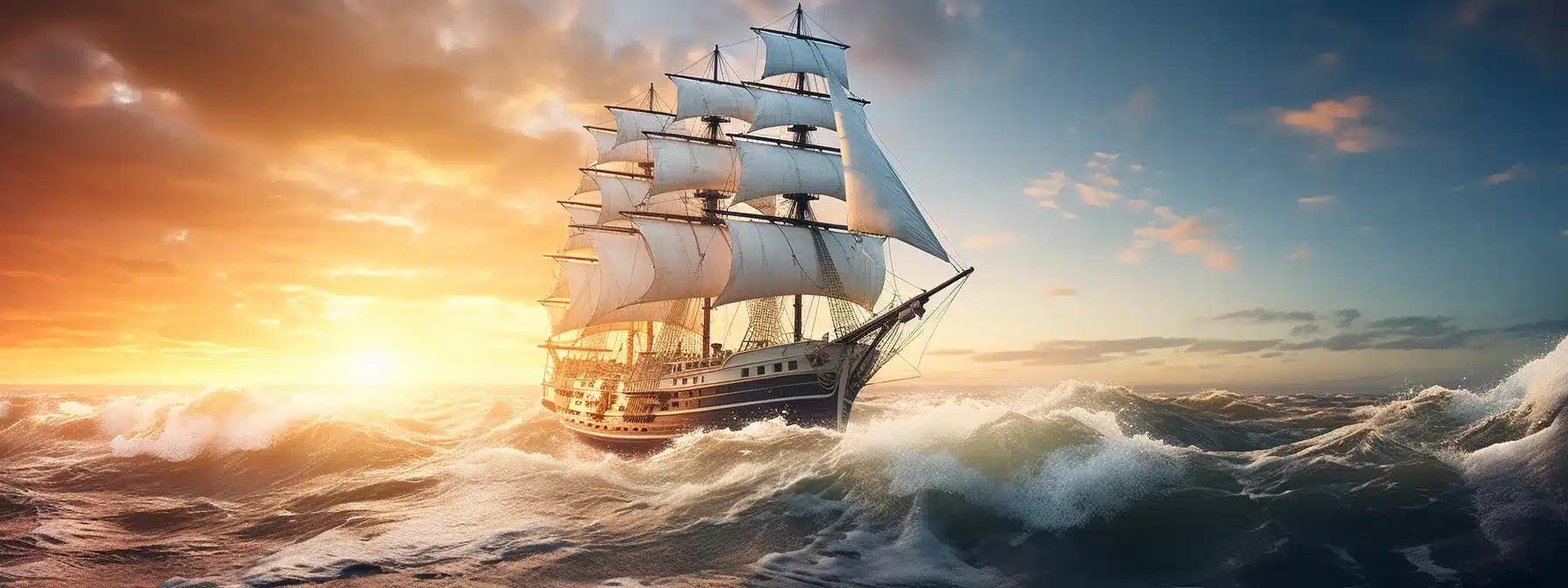 A Ship Sailing Smoothly Across A Digital Marketing Sea, Overcoming Waves Of Competition On Its Journey Towards Brand Awareness.