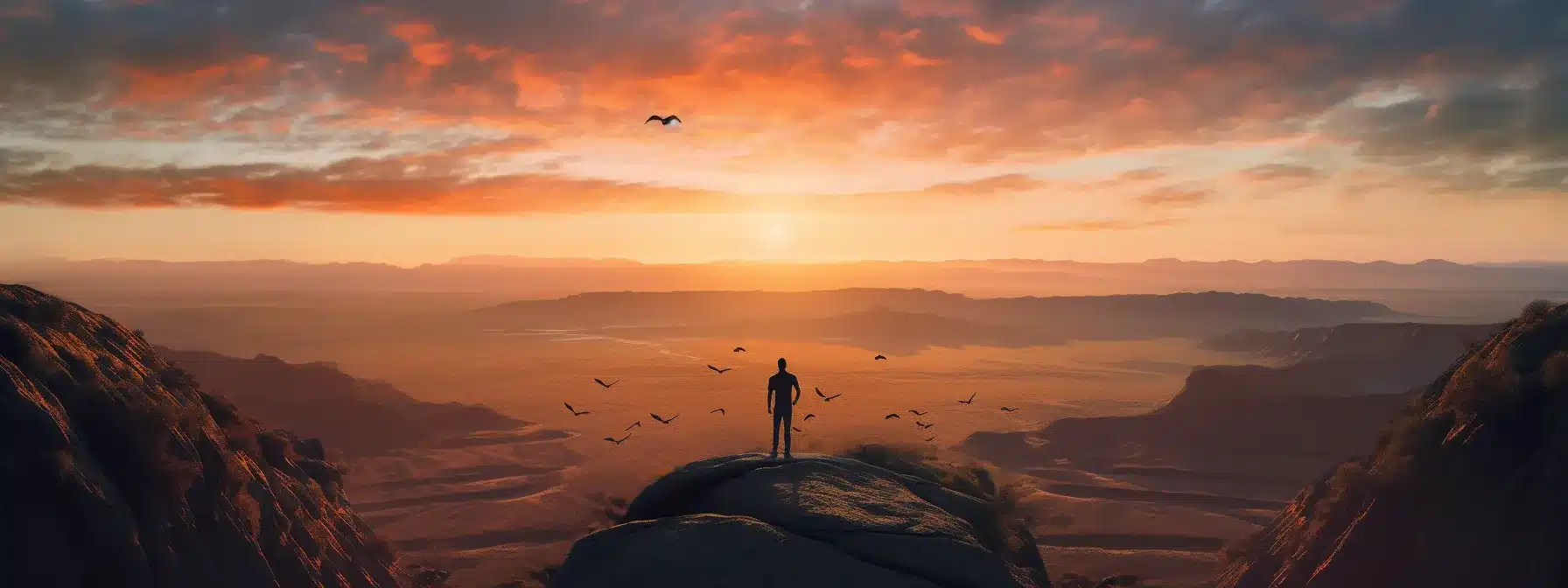 A Person Standing On The Edge Of A Digital Cliff, Overlooking A Vast And Ever-Changing Digital Landscape, Preparing To Take Flight With Their Brand.
