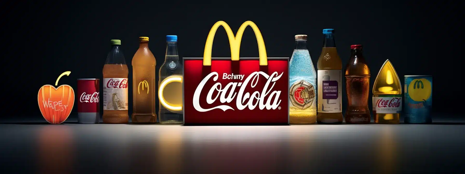 A Close-Up View Of Iconic Logos And Branding Elements From Nike, Apple, Coca-Cola, And Mcdonald'S, Showcasing Successful Visual Brand Identity Examples.