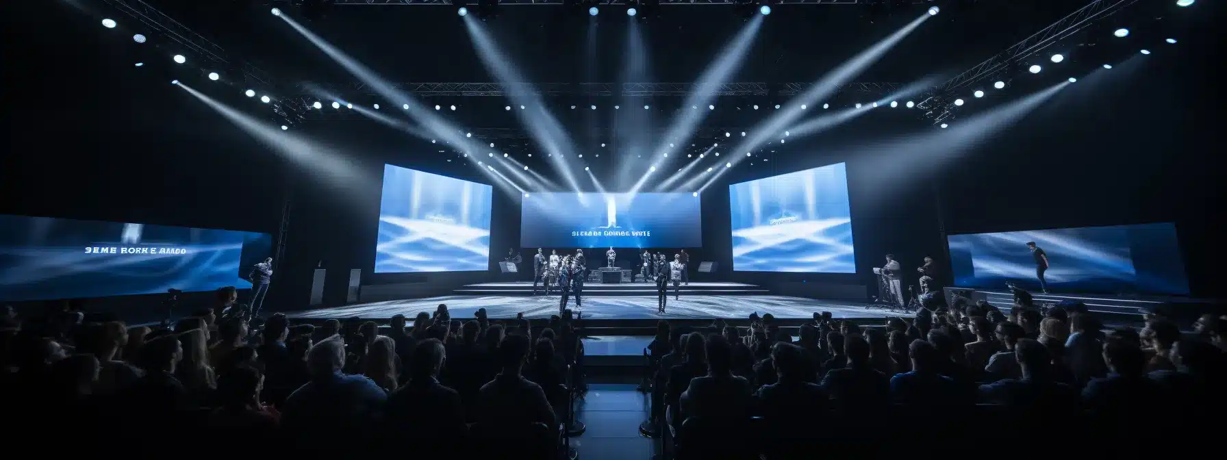 A Stage With An Audience Spotlight Focused On A Brand Logo.