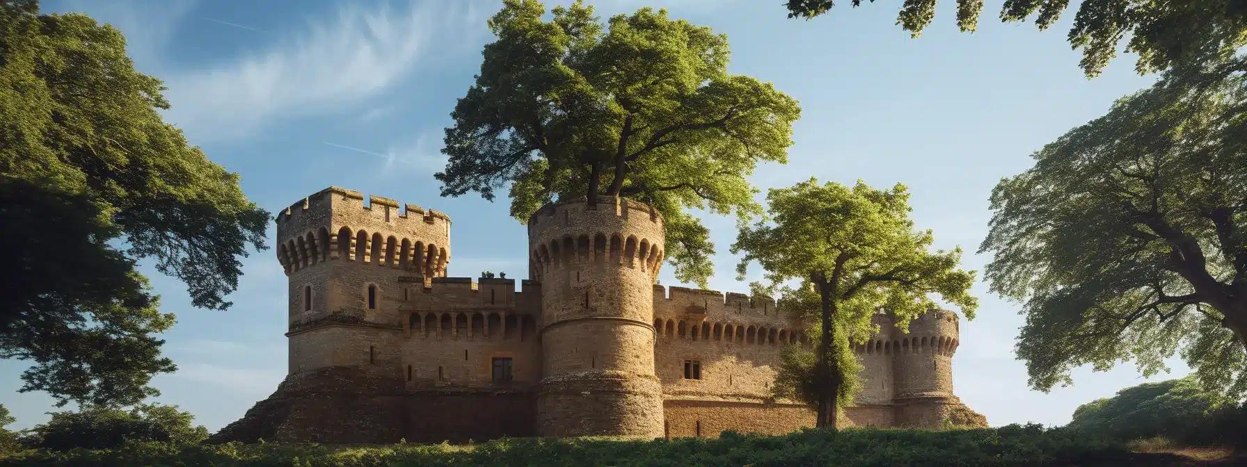 A Towering Castle With A Flourishing Tree Representing A Brand'S Long-Term Impact.