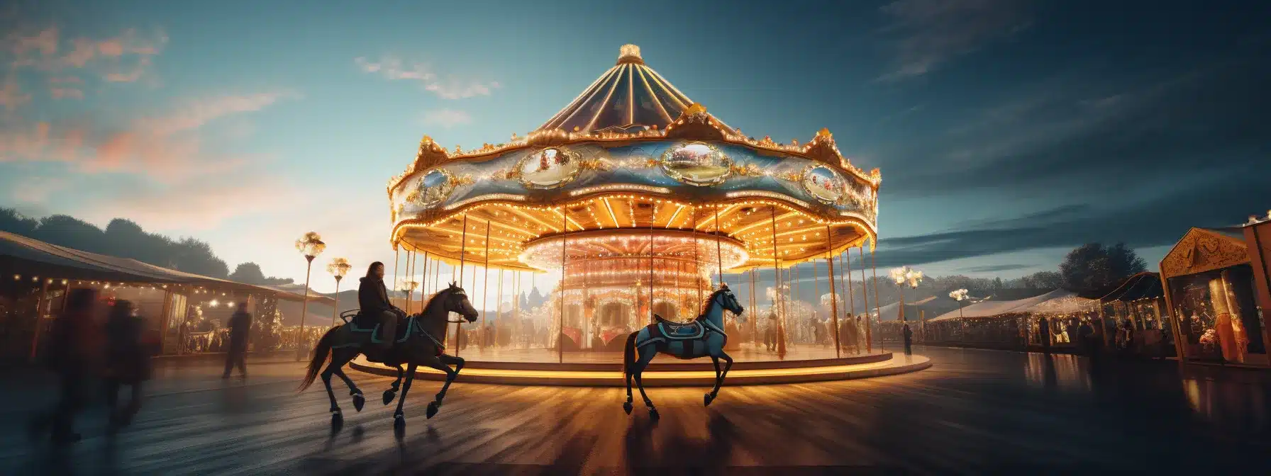 A Road Trip Adventure With A Grand Carousel Representing The Customer Journey And A Wizard Weaving Spells Of Personalization.