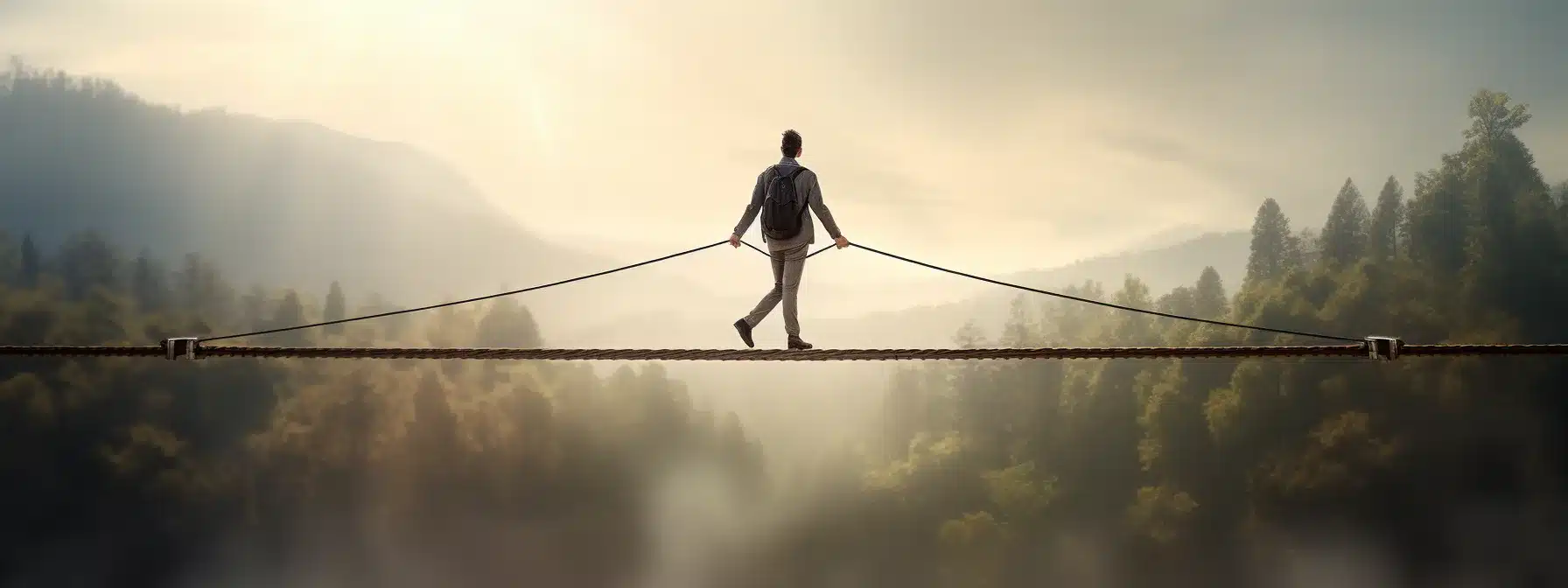 A Person Walking A Tightrope With A Brand Logo On Their Shoulders, Symbolizing The Balance Between The Legal Environment And Corporate Image.