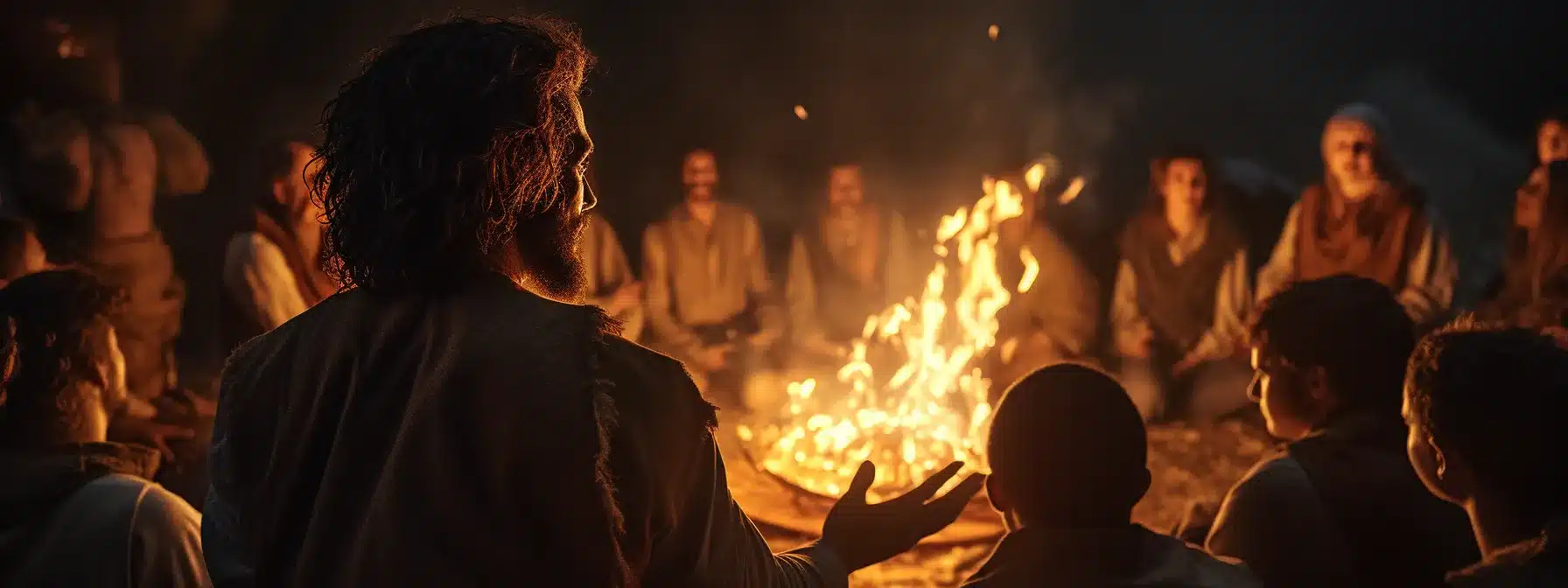 A Captivating Bonfire Storyteller Holds The Attention Of A Mesmerized Audience.