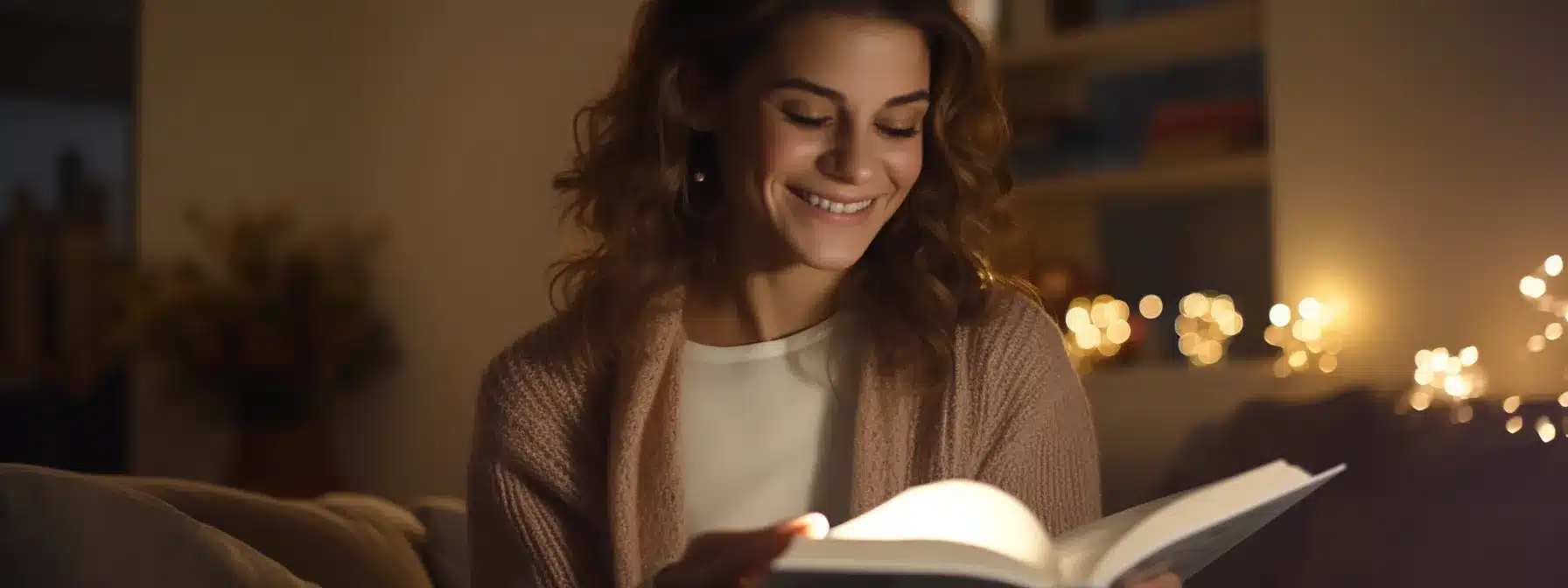 A Person Reading A Captivating Novel With A Surprised And Delighted Expression On Their Face.
