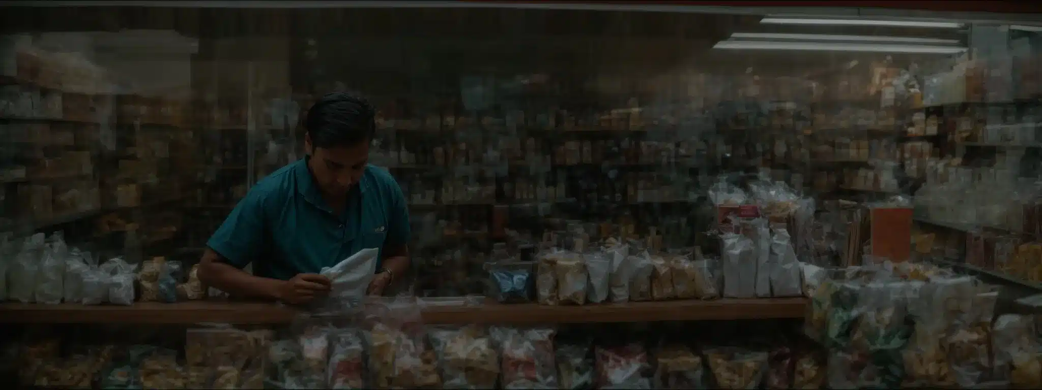 A Shopkeeper Arranging Products In A Storefront Window To Attract And Engage Passing Customers.