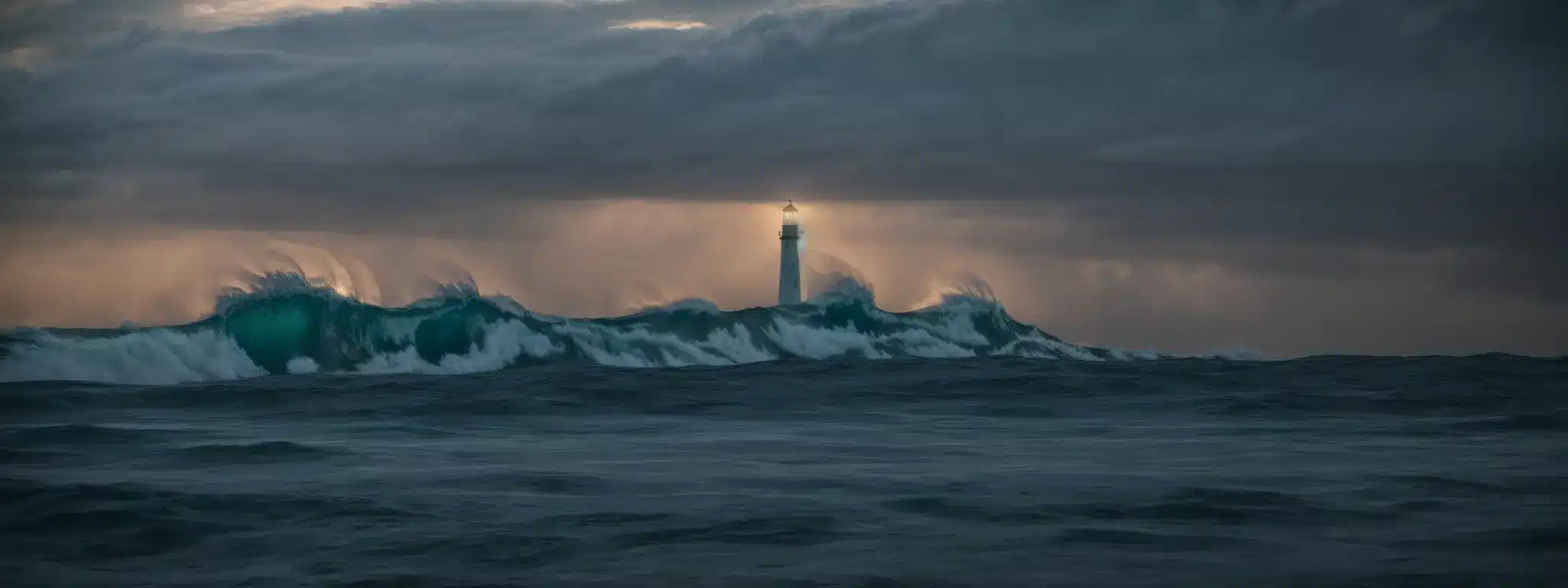 A Towering Lighthouse Beams Light Over Tumultuous Seas At Dusk, Symbolizing Guidance And Visibility In Uncharted Waters.