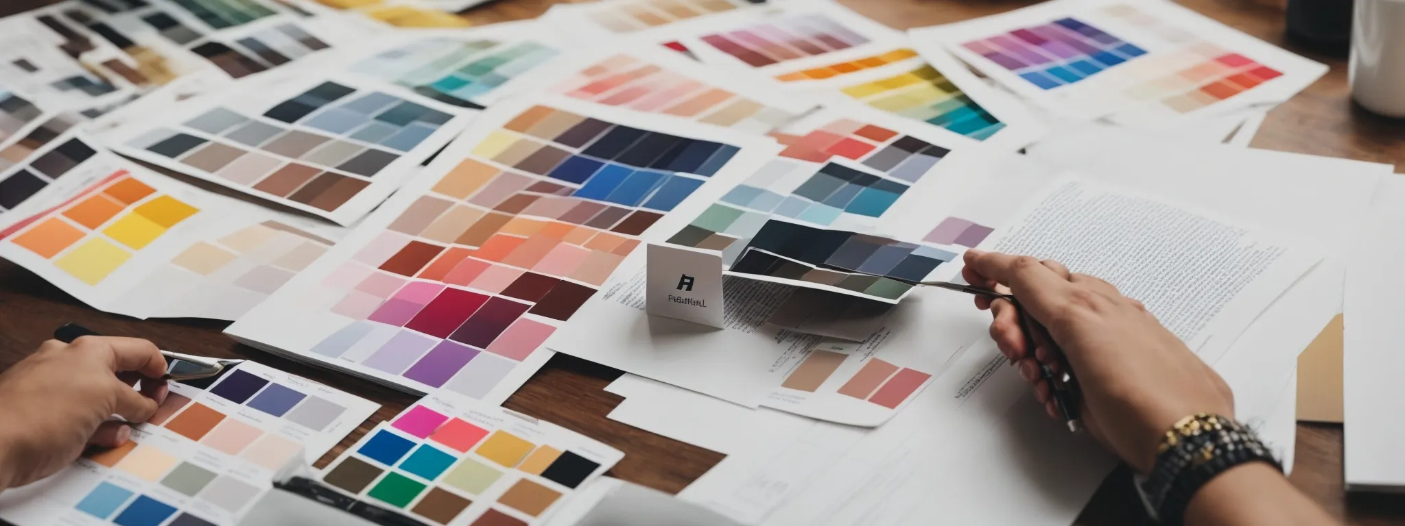 A Brand Designer Sketches Bold Logo Concepts On A Blank Canvas Amidst Color Swatches And Typography Samples.