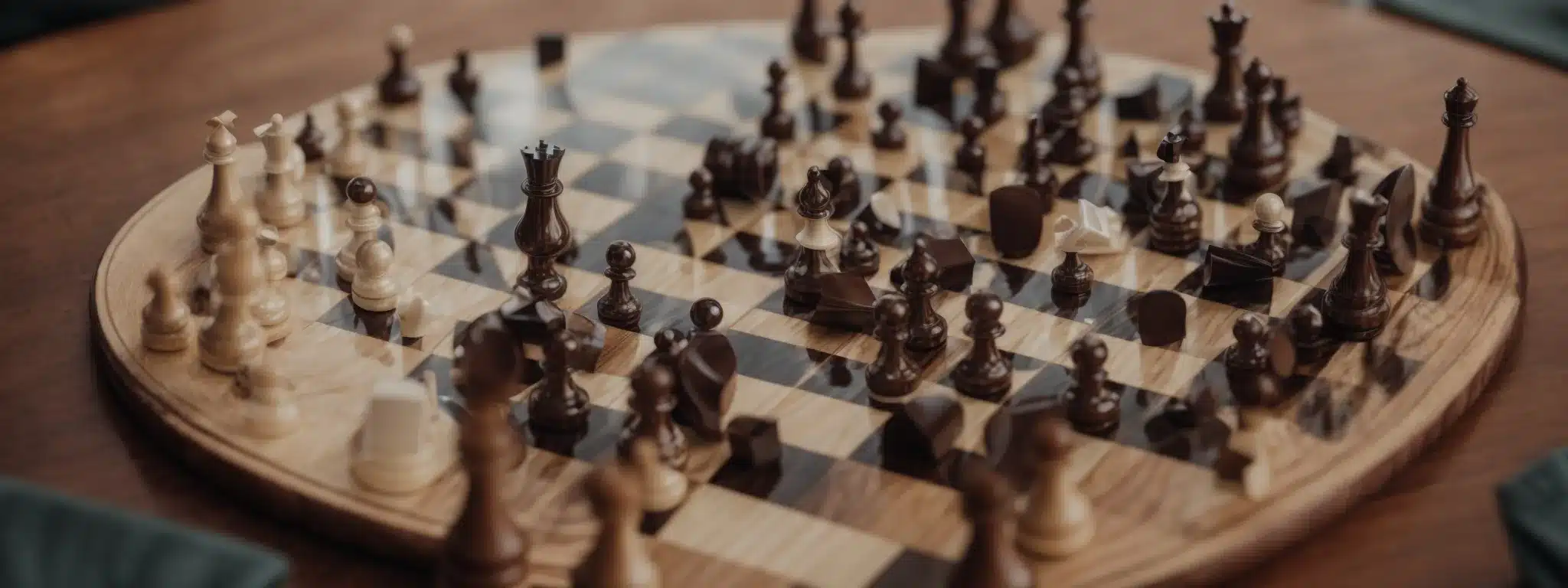 A Chessboard With Pieces Positioned Mid-Game, Signifying Strategic Planning And Rivalry.