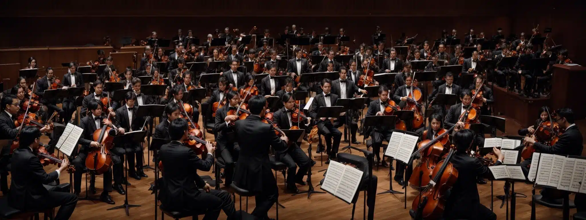 An Orchestra In Harmony With Every Instrument Section Expertly Coordinated Under The Guidance Of A Focused Conductor.