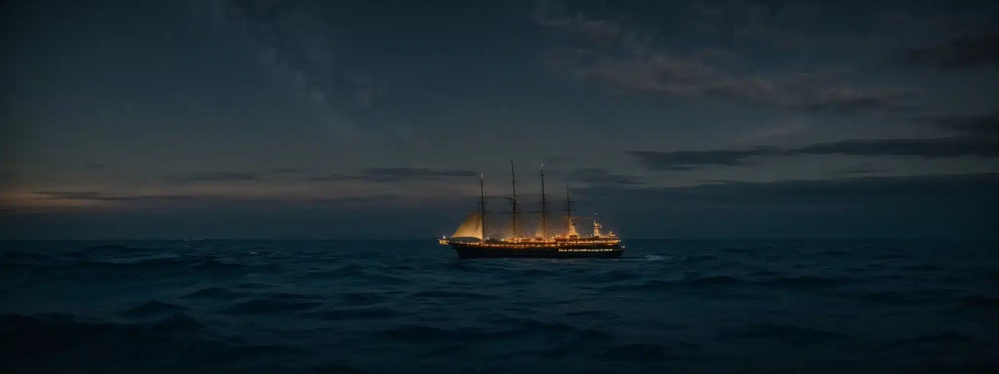 A Ship Sailing The Vast Ocean Under A Starlit Sky, Embodying The Quest For Precise Audience Engagement.