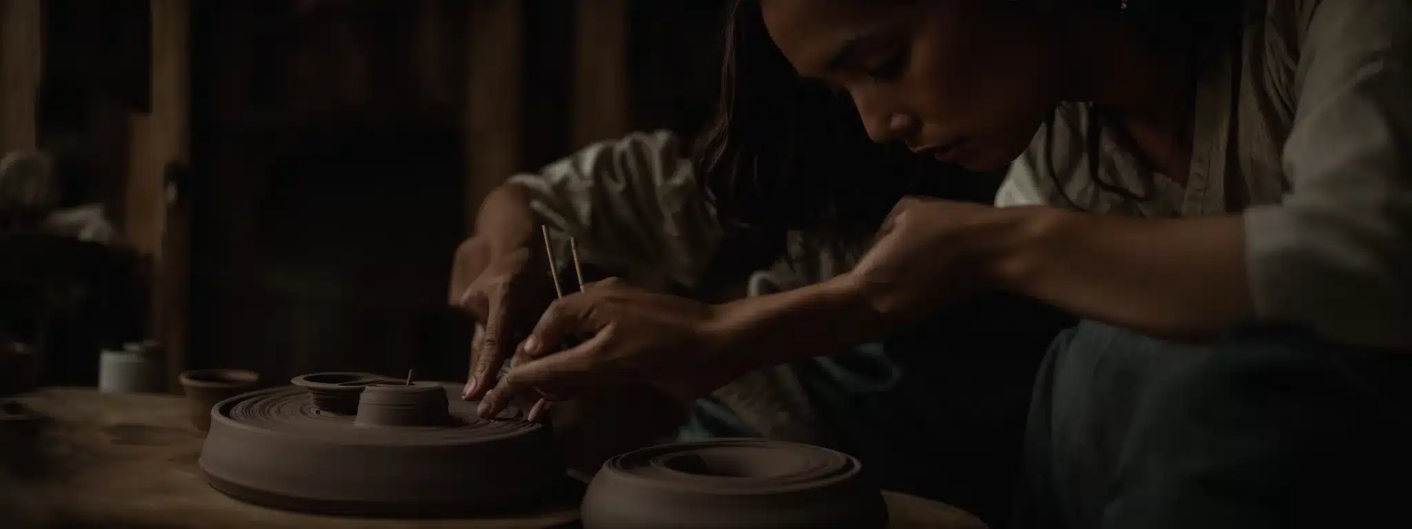 A Visionary Craftsman Carefully Shaping A Clay Pot On A Spinning Wheel, Symbolizing The Creation And Molding Of A Brand'S Story.