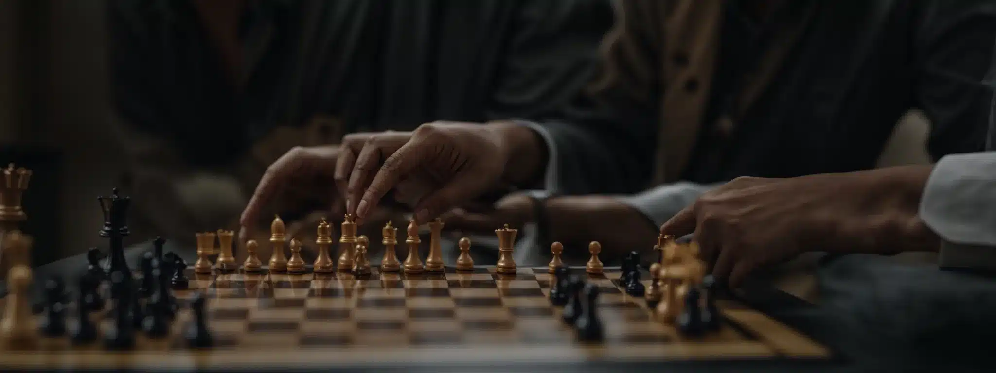 A Keen-Eyed Entrepreneur Places A Figurine Of A Knight On A Chessboard, Symbolizing Strategic Planning In Business.