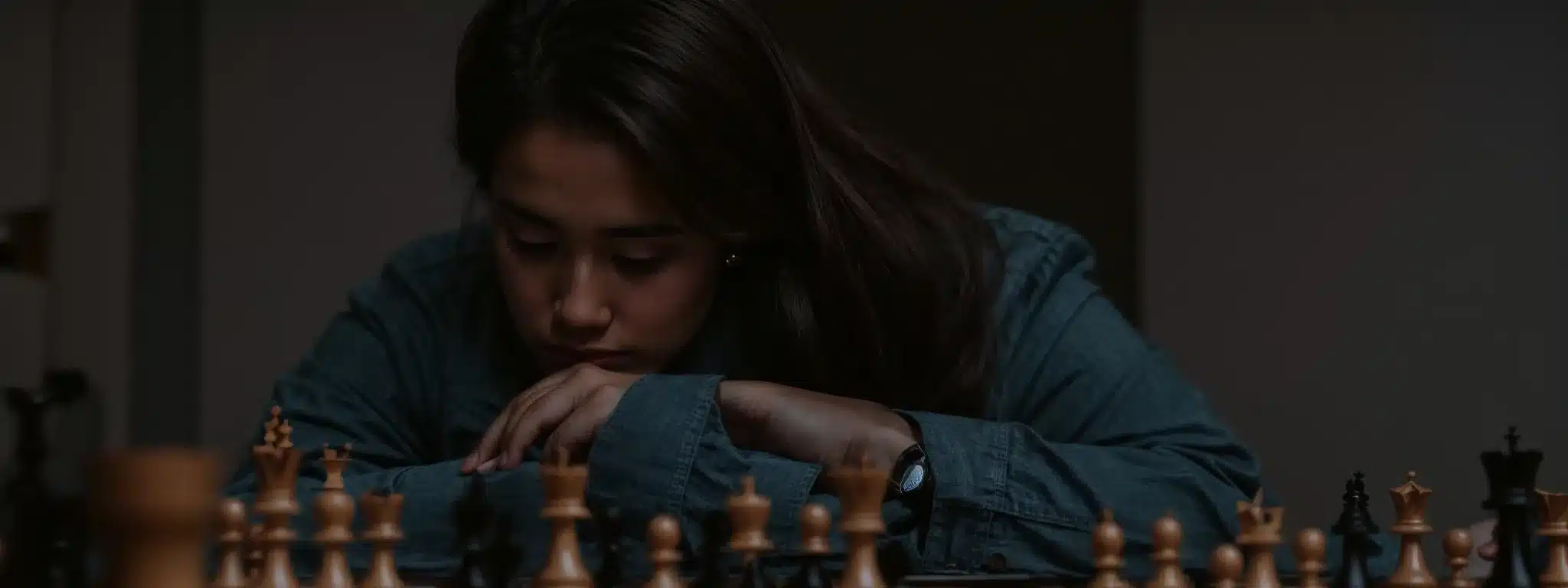 A Business Professional Playing A Chess Game, Contemplating A Strategic Move.