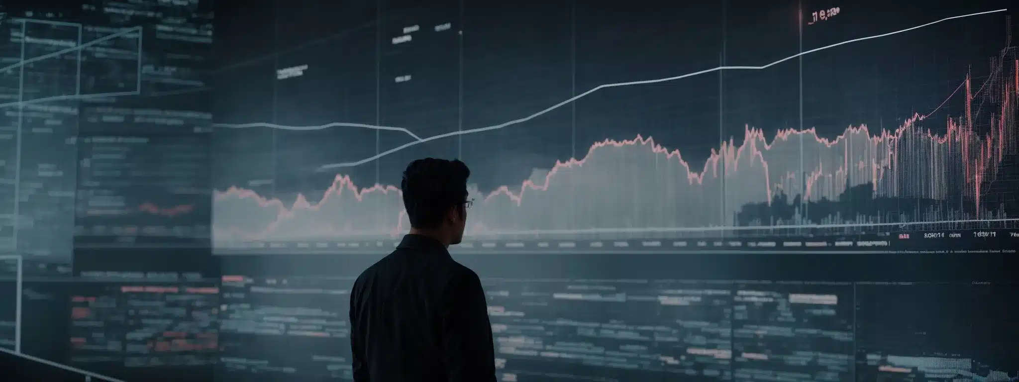 A Person Surrounded By Graphs And Analytics On A Digital Screen, Immersed In Strategic Planning.