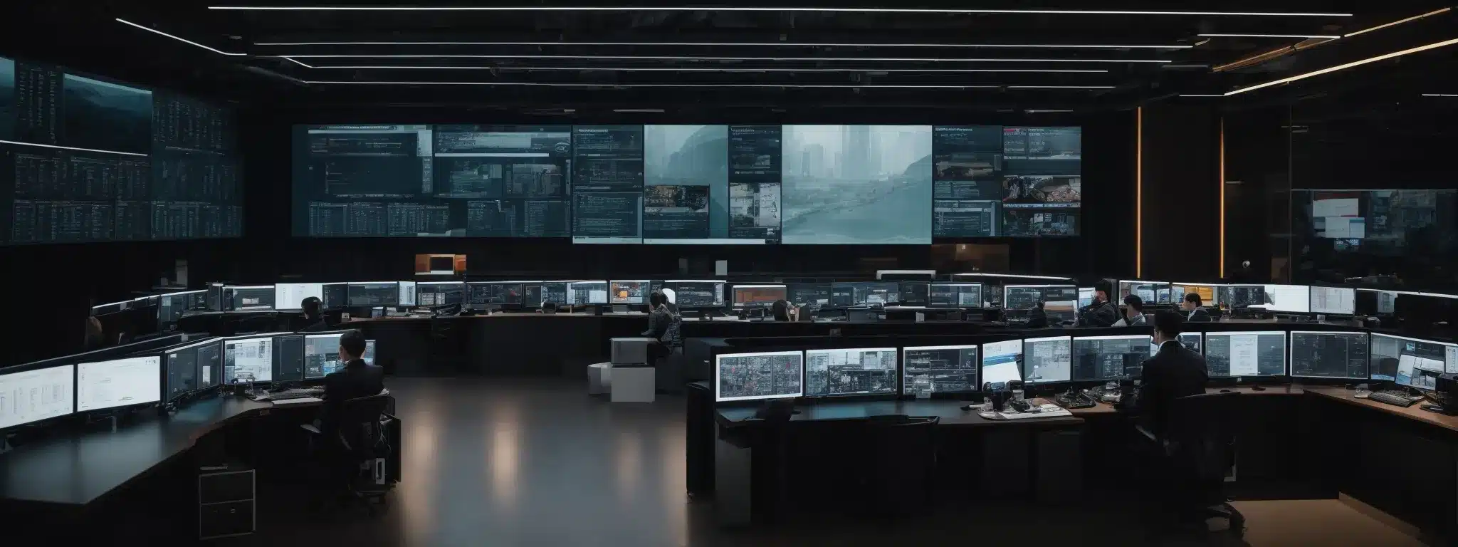 A Sleek, Modern Command Center Where A Single Operator Observes Multiple Screens Displaying Neatly Organized Email Campaign Flows.