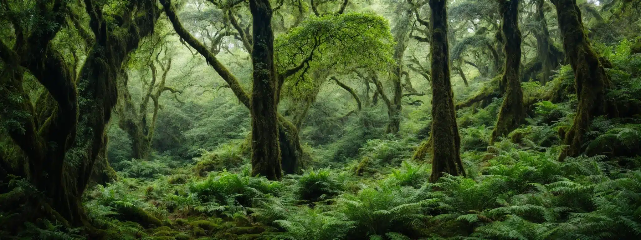 A Lush, Green Forest With A Prominent, Flourishing Tree Standing Taller Than Surrounding Foliage.