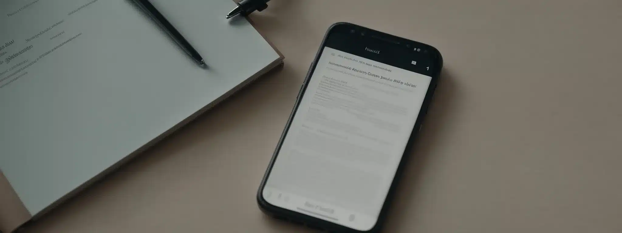 A Smartphone Displaying A Pristine Website Layout Rests On A Table Next To A Magnifying Glass And A Notepad.