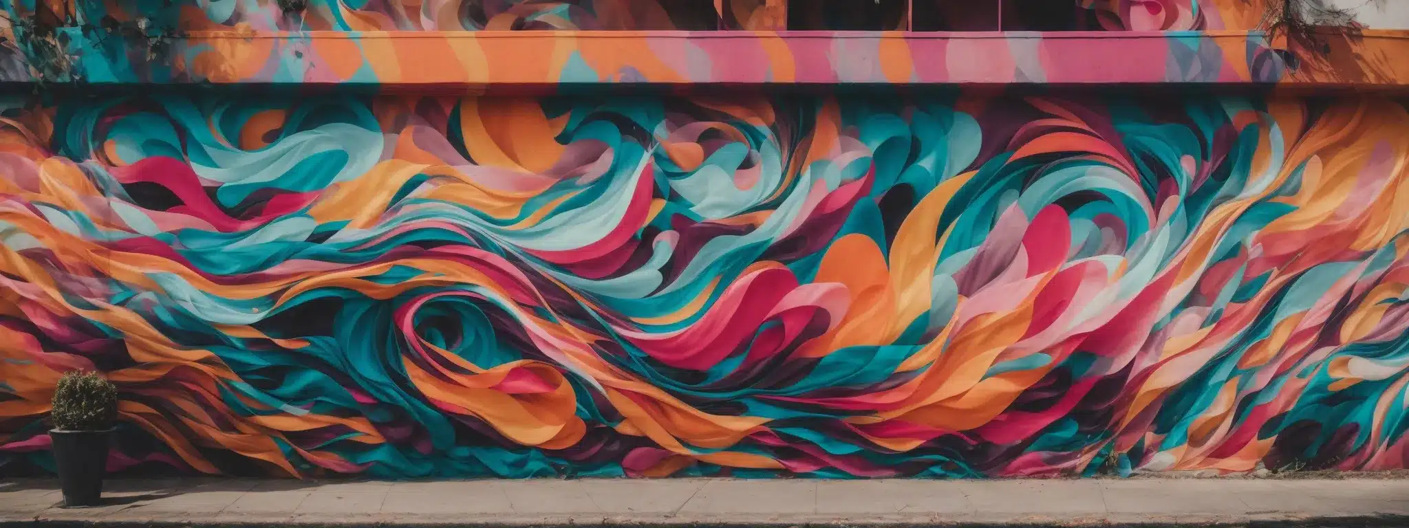 A Vibrant Street Mural With Abstract Colors And Shapes Captures The Lively Essence Of A Dynamic Brand Identity.