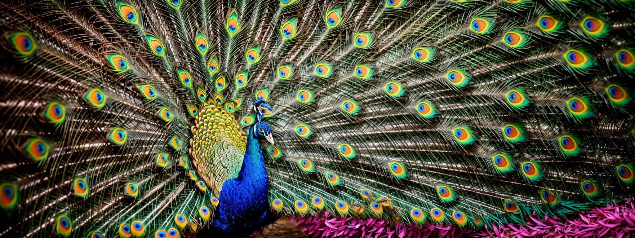 A Vibrant Peacock With Its Feathers Spread Out In Full Display Against An Abstract, Colorful Backdrop, Symbolizing Dynamic And Engaging Brand Content In The Realm Of Social Media.