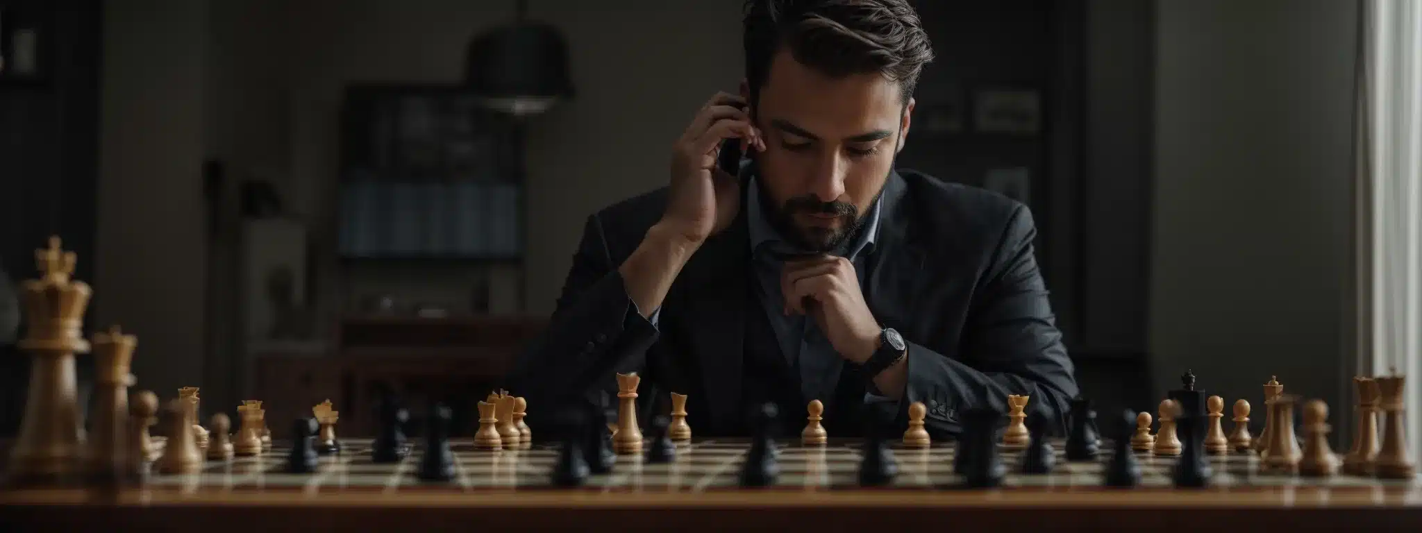 A Strategist Ponders Over A Chessboard, Considering Their Next Move In A Metaphorical Game Of Marketing Mastery.