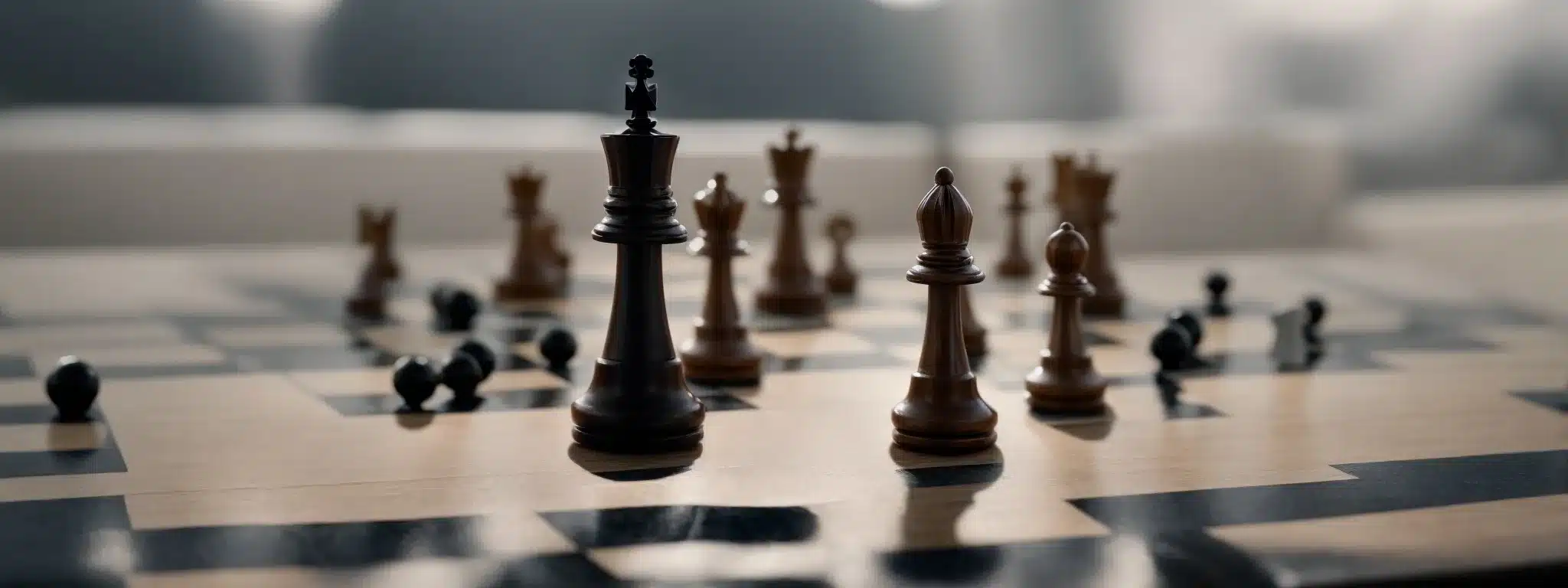 A Solitary Chess Piece Stands On A Strategic Point Of The Board, Symbolizing Calculated Market Positioning Amidst Competitors.