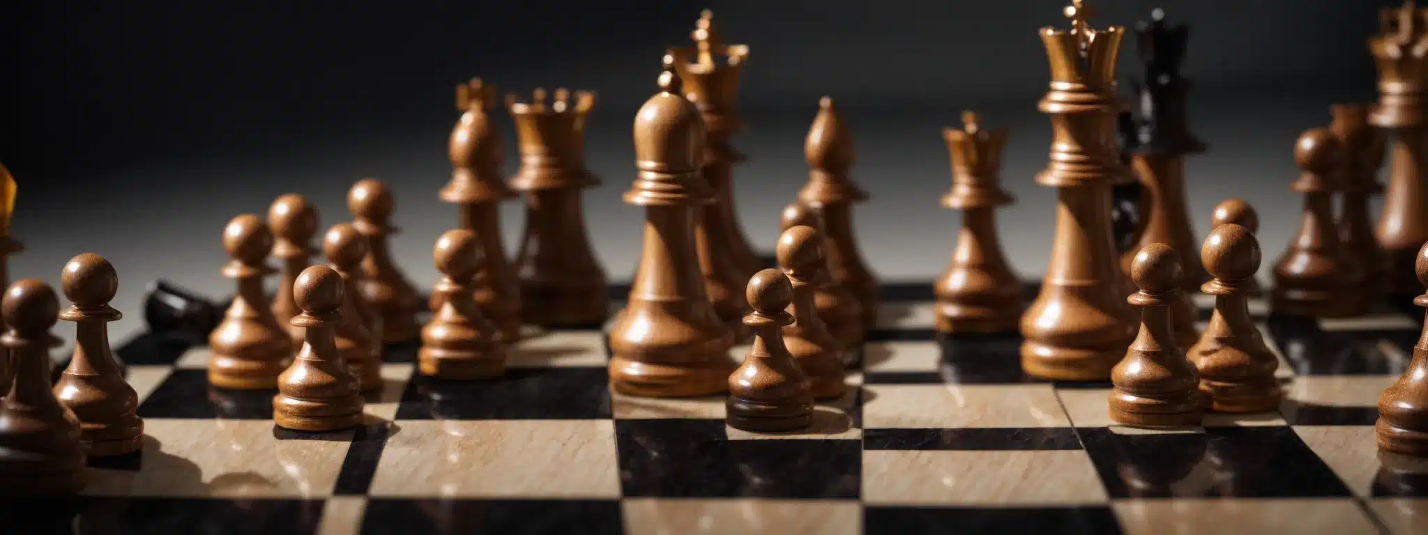 A Majestic Chess Board With Distinctively Carved Pieces Deployed Strategically Stands Ready For A Cerebral Match, Echoing The Silent War Of Market Dominance.