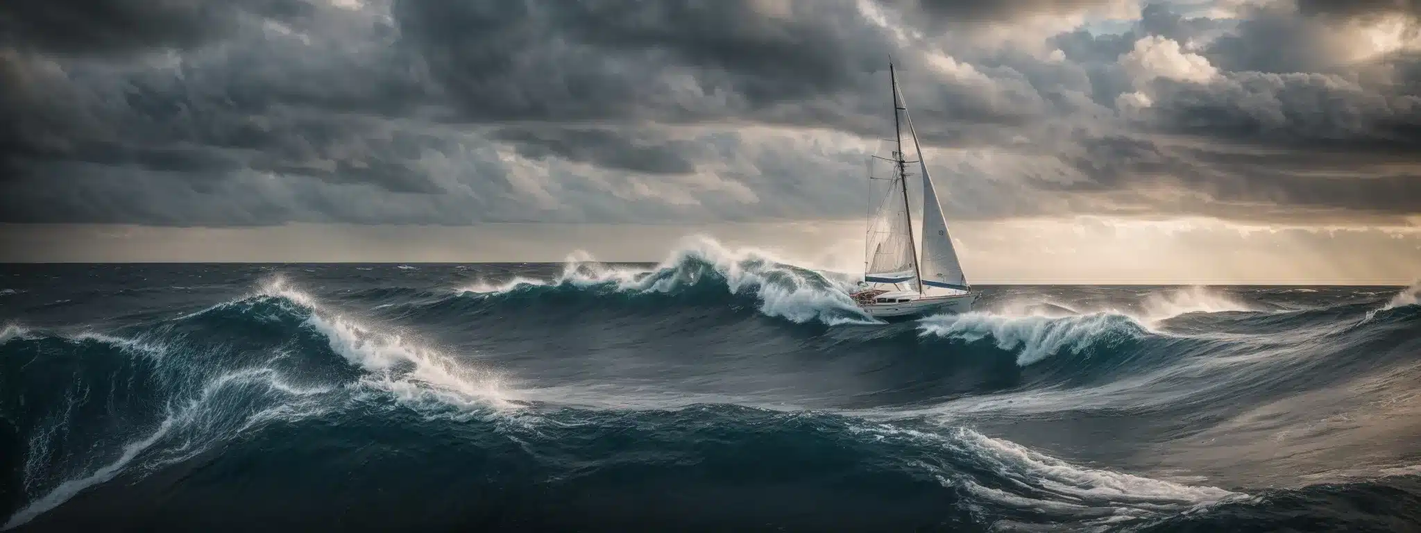 A Sailboat Navigates Through Shifting Waves Under A Dynamic Sky, Symbolizing Strategic Maneuvering In A Changing Market. 