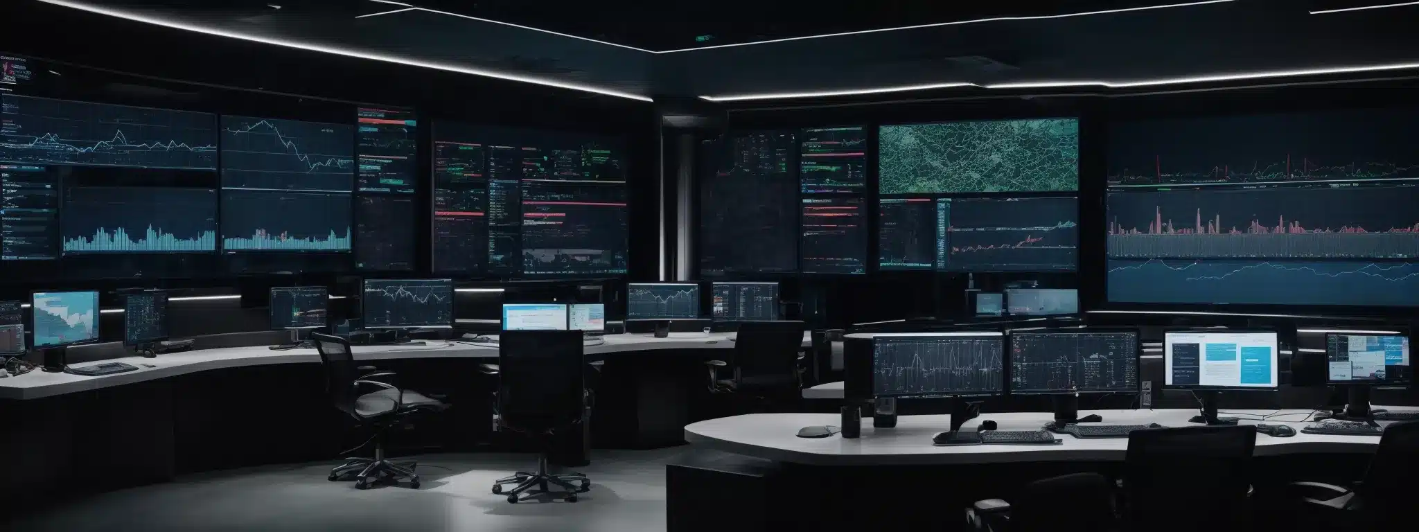 A Sleek, High-Tech Command Center, Where Screens Display Graphs And Analytics, Symbolizing The Synergy Of Crm And Marketing Platforms.