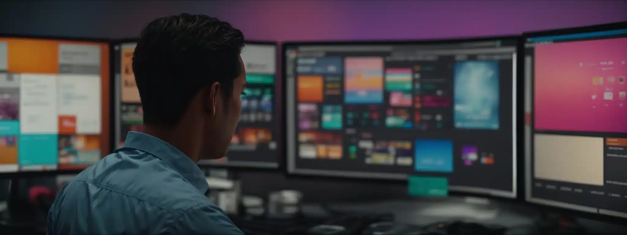 A Marketer Gazes At A Screen Displaying A Colorful Array Of Crm Interface Options, Radiating A Sense Of Holistic Connection.