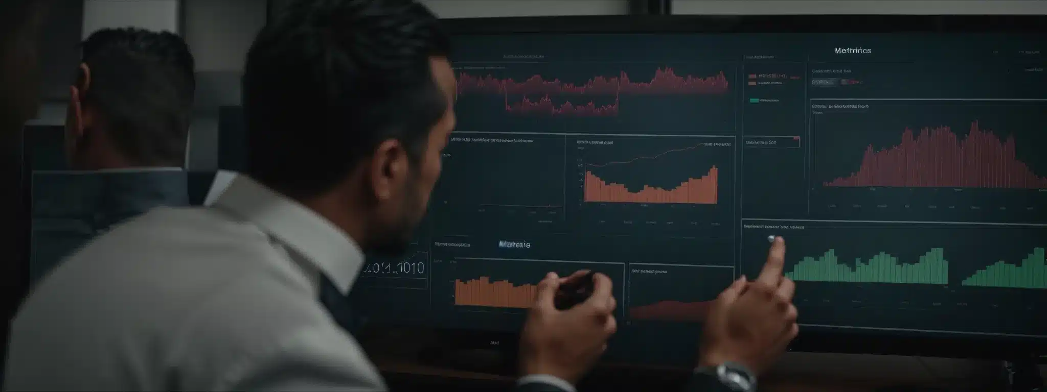 A Businessperson Examines A Dashboard Displaying Customer Satisfaction Metrics And Charts.