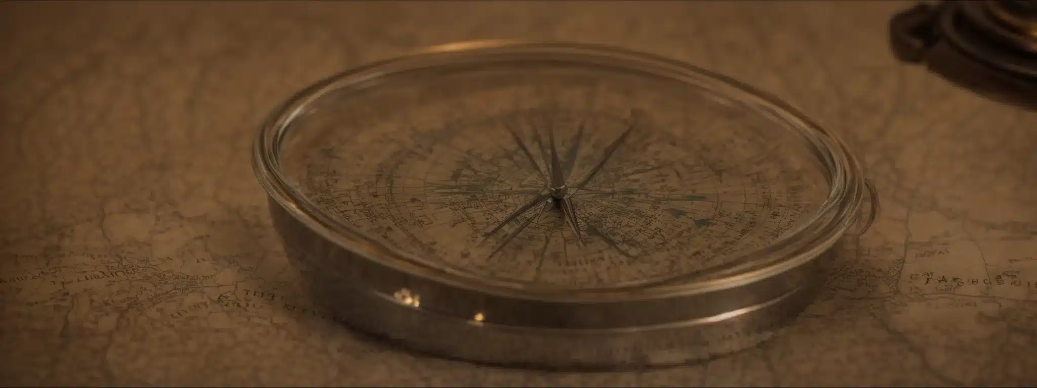 A Compass On An Ancient Map, Symbolizing The Navigation Through A Company'S Ethos To Discover Its Fundamental Values And Mission.