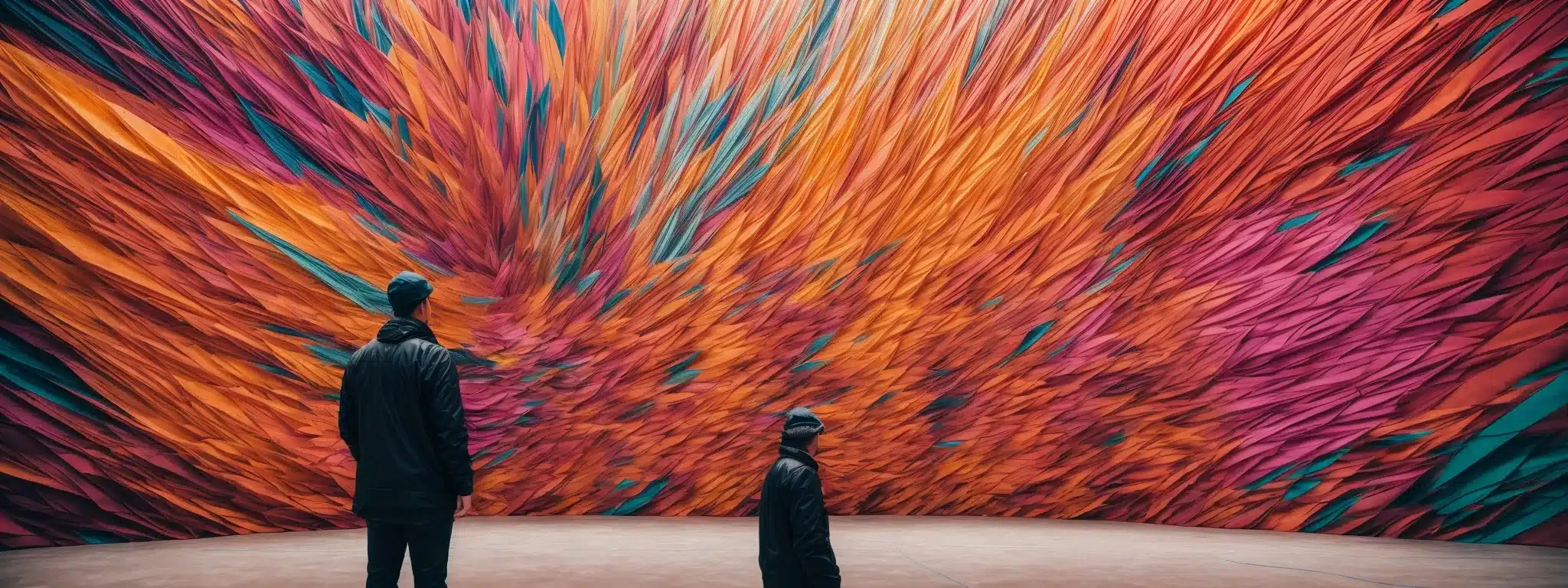 A Person Stands Before A Massive, Abstract Mural That Bursts With Vibrant Colors, Symbolizing A Creative And Distinctive Brand Identity Taking Shape.