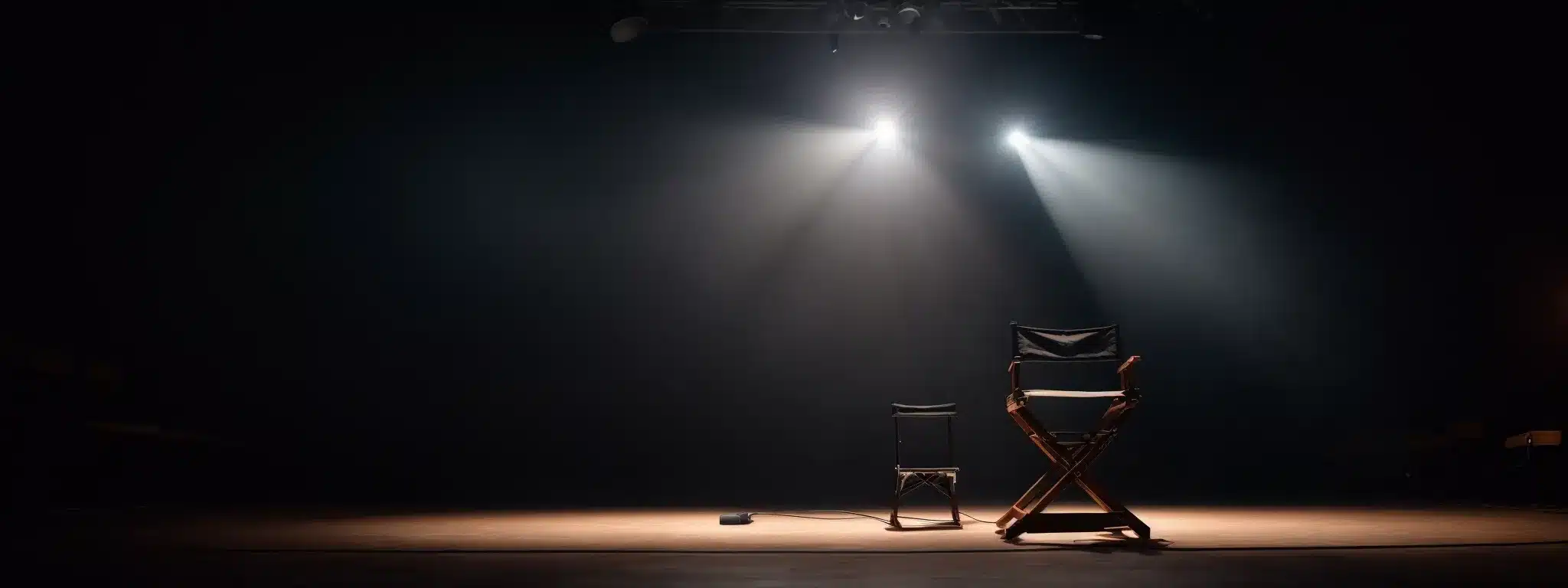 A Spotlight Illuminates An Empty Stage With A Single Director'S Chair, Poised For The Arrival Of A Creative Visionary.